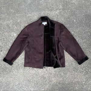 Vintage Calvin Klein Suede Zip-up Jacket w/ fully lined Sherpa - M - Grailed
